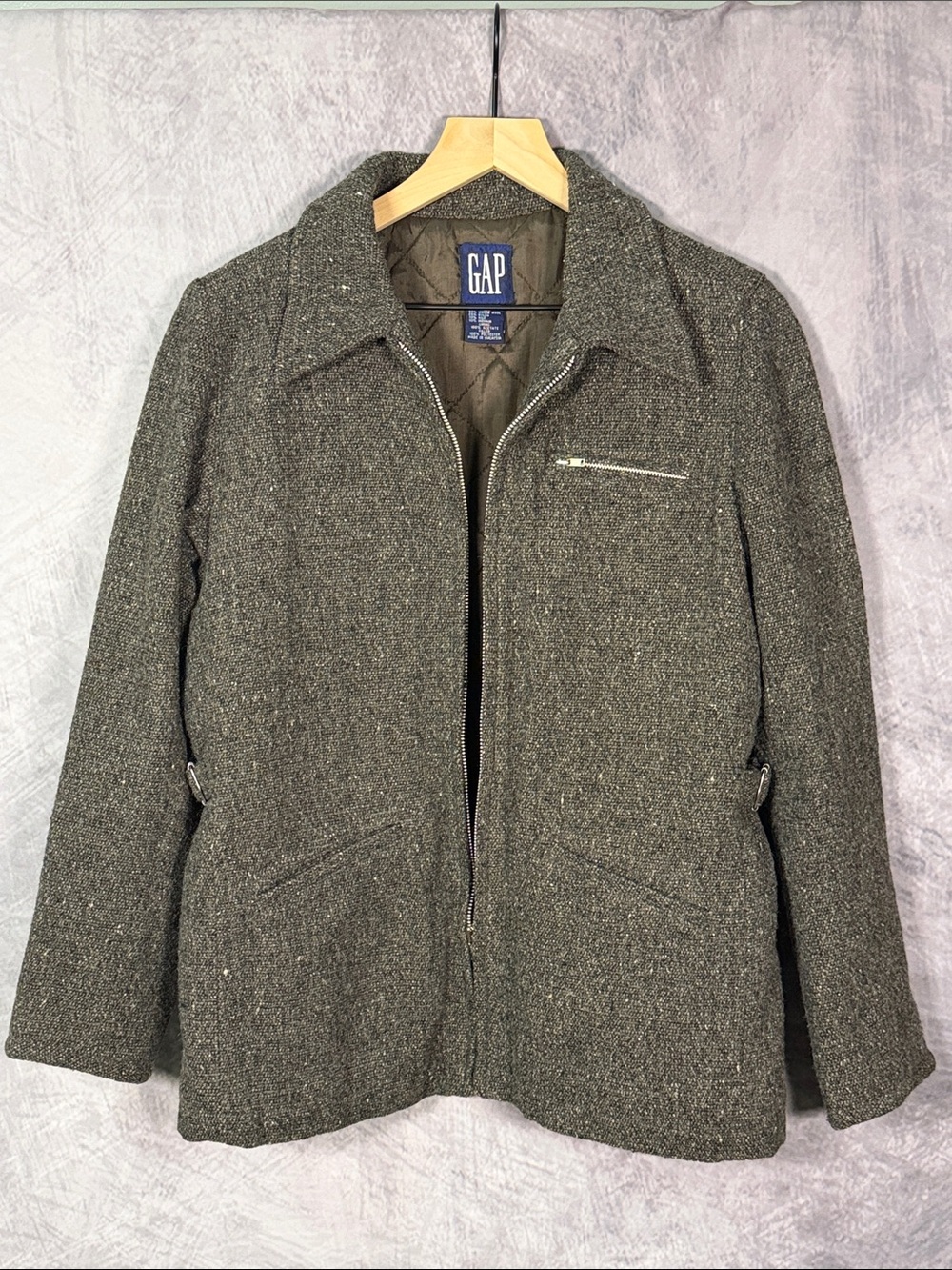 GAP Men's Olive Tweed Zip Jacket